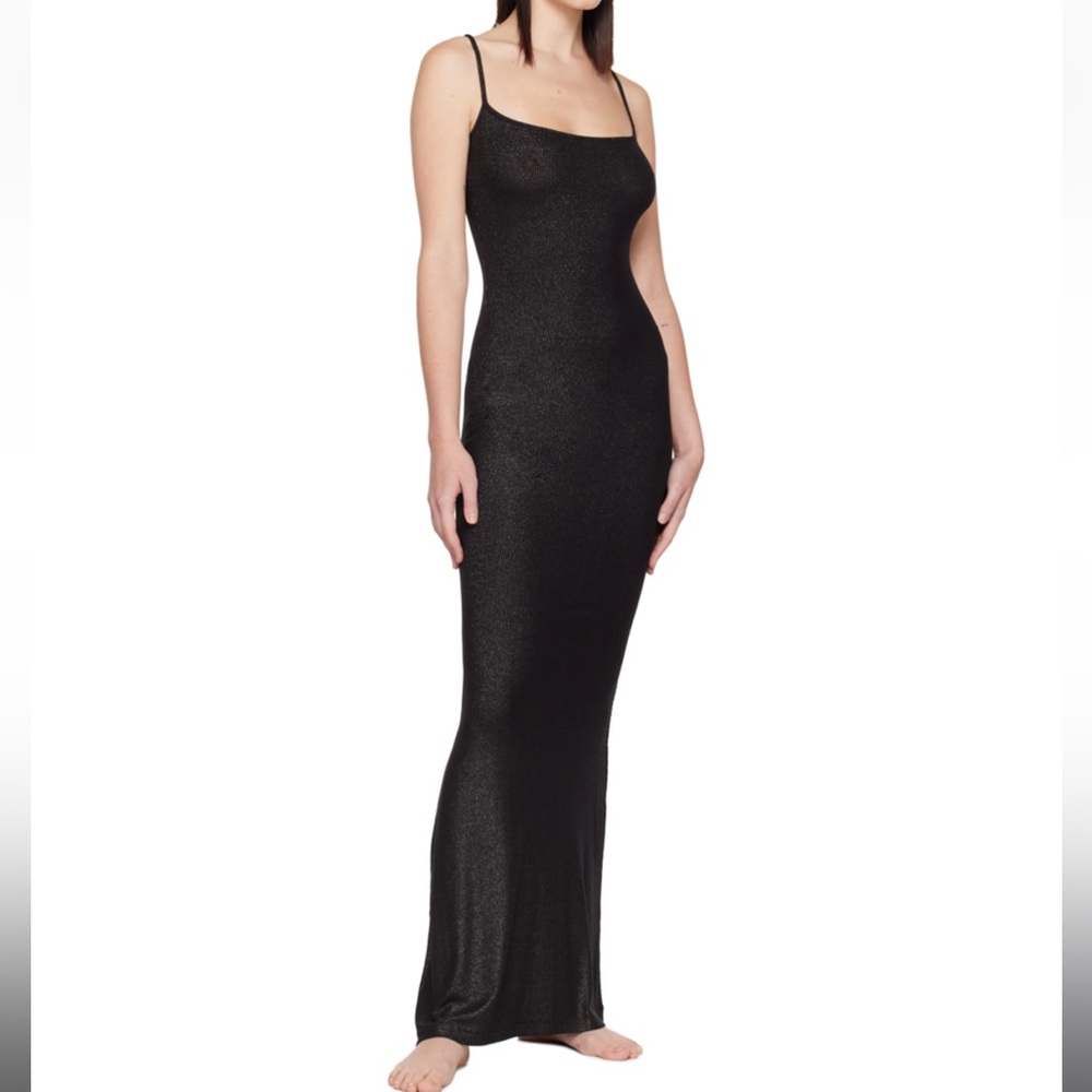 SKIMS Black Soft Lounge Shimmer Maxi Dress